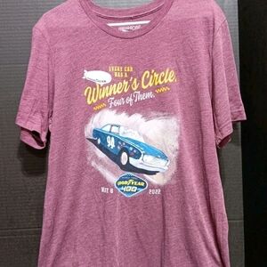 Nascar Goodyear 400 Mens Large Burgundy Tee with Logo